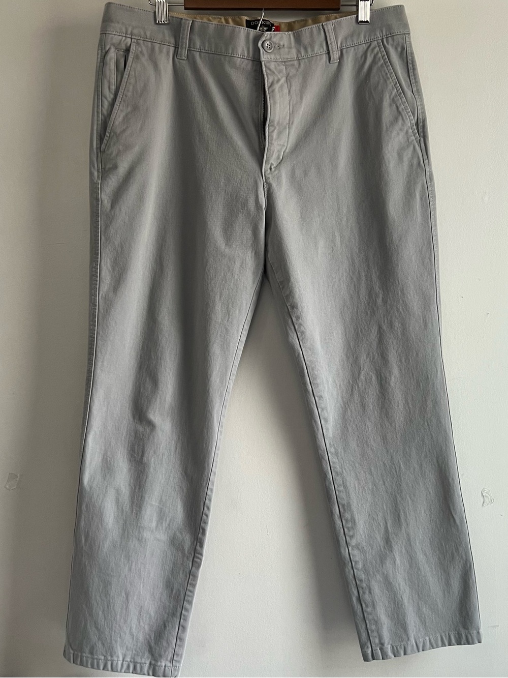 Dockers Mens Size 34 Grey Chino Slim Tapered Cropped Pants Casual Smart 360 Flex